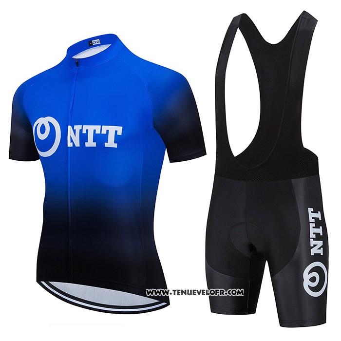 2020 Maillot Cyclisme NTT Pro Cycling Noir Bleu Manches Courtes et Cuissard